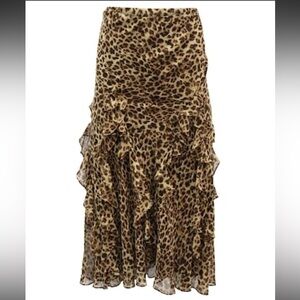Lauren Ralph
Lauren Ruffle Skirt in Animal Print Silk